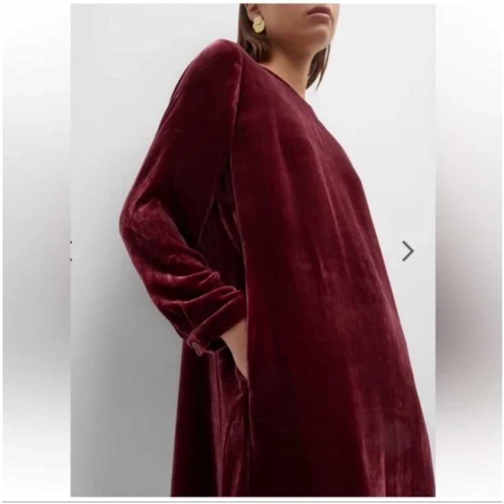 * New * Eileen Fisher Velvet Crew Shift Neck Dress Long Sleeve - Picture 4 of 11